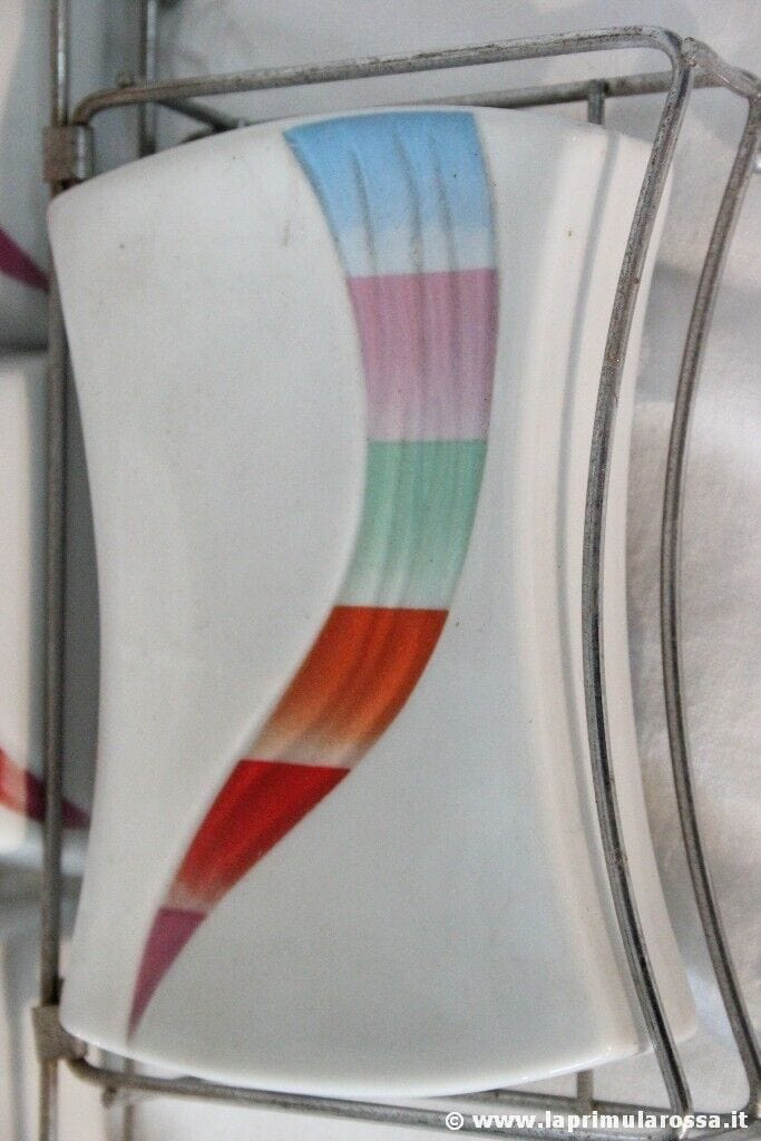 SET DI 4 ACCESSORI DA BAGNO IN CERAMICA CON STRUTTURA IN METALLO CROMATO USATO Other