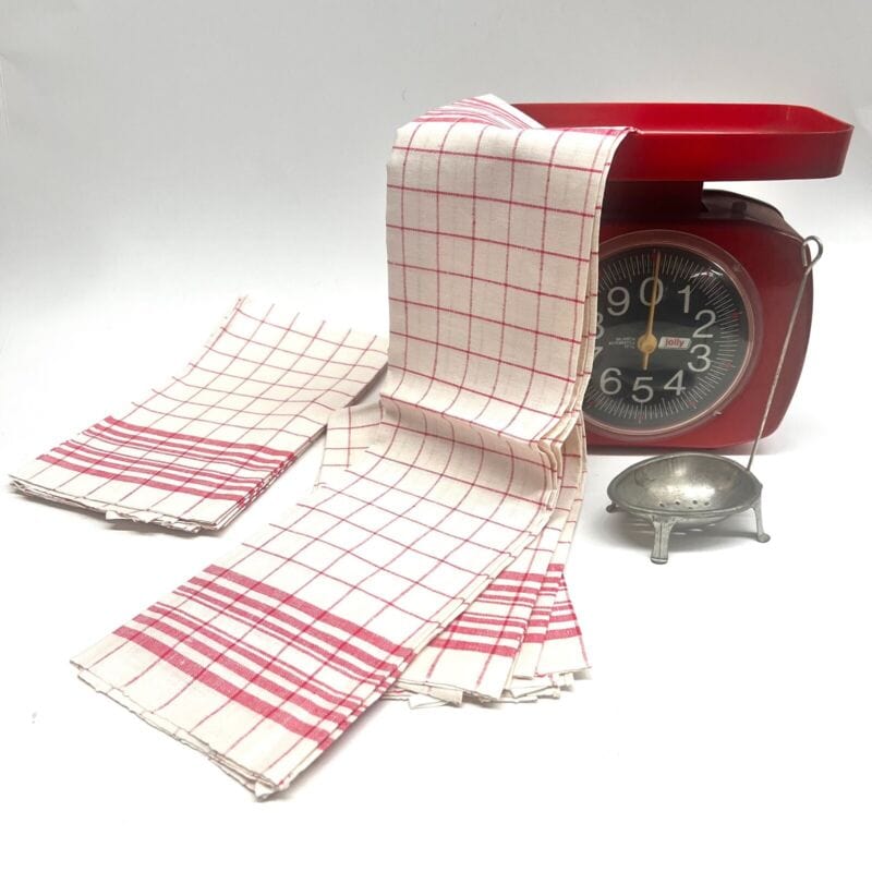 Set di due strofinacci da cucina vintage canovacci shabby biancheria asciugamani Corredo Pizzi e Tessuti