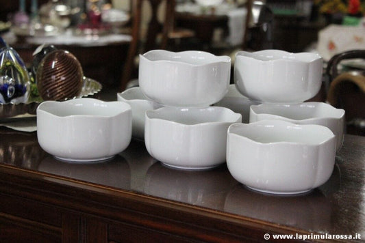 SET DI OTTO CIOTOLE VINTAGE IN CERAMICA BIANCA ALT TIRSCHENREUTH SERVIZIO Ceramiche e Porcellane