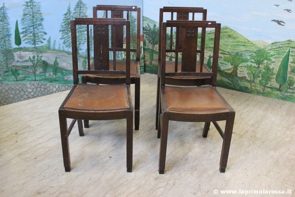 SET DI QUATTRO SEDIE D'EPOCA ROVERE - SEDIA ANNI 40 X TAVOLO DA PRANZO Arredamento