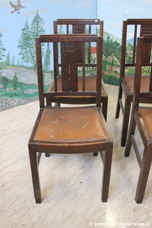 SET DI QUATTRO SEDIE D'EPOCA ROVERE - SEDIA ANNI 40 X TAVOLO DA PRANZO Arredamento