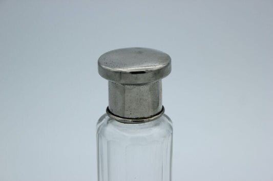 Set di tre boccette vintage porta profumo vetro e silver plate ampolle toilette Sheffield & Argento