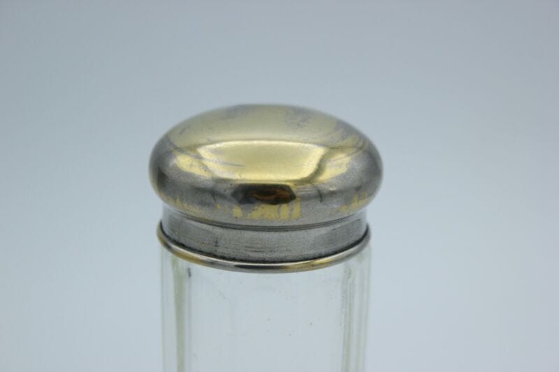 Set di tre boccette vintage porta profumo vetro e silver plate ampolle toilette Sheffield & Argento