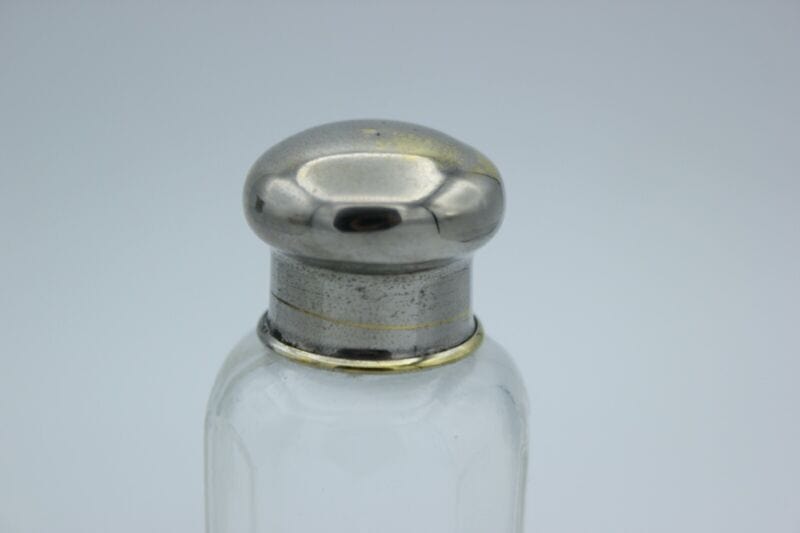 Set di tre boccette vintage porta profumo vetro e silver plate ampolle toilette Sheffield & Argento