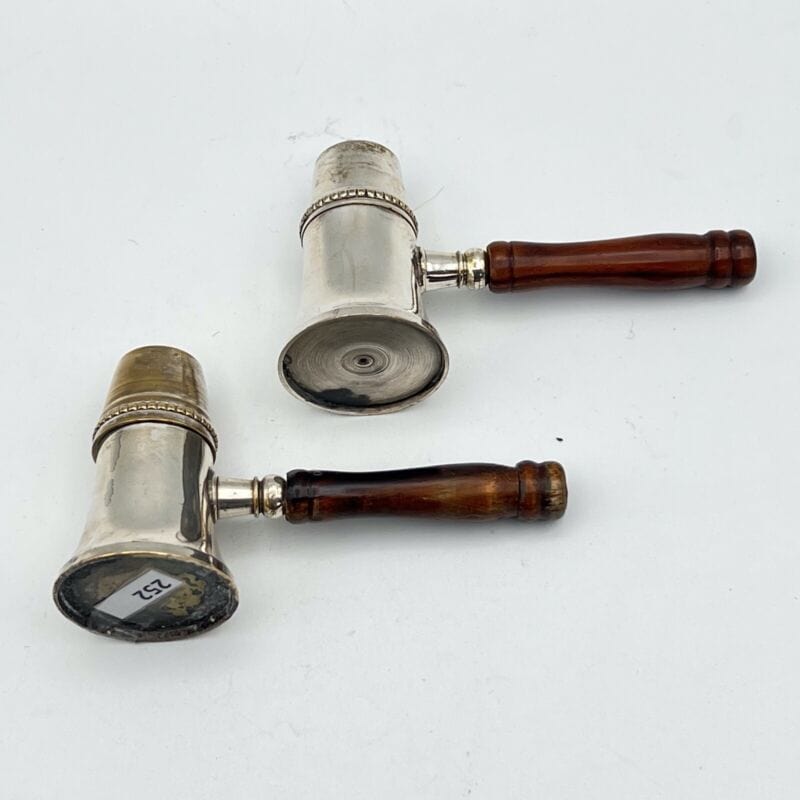 Set sale e pepe in argento silver plated stile antico con manico in legno Vetri e Cristalli