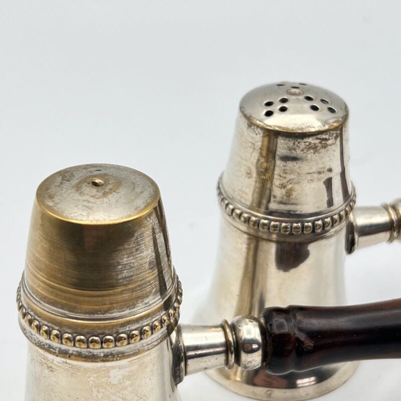 Set sale e pepe in argento silver plated stile antico con manico in legno Vetri e Cristalli