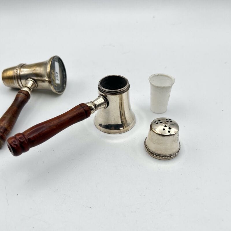 Set sale e pepe in argento silver plated stile antico con manico in legno Vetri e Cristalli