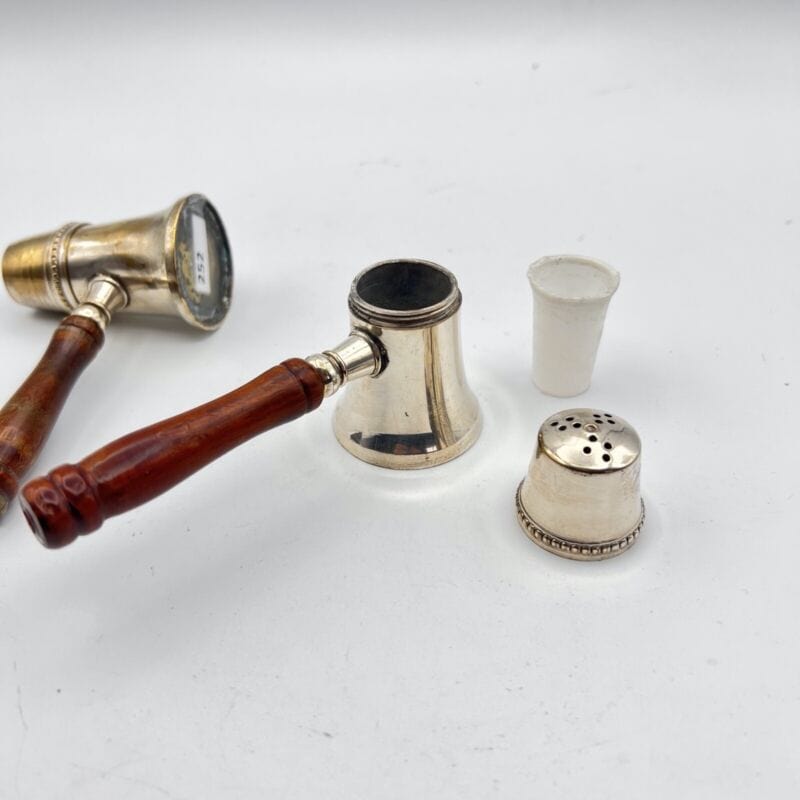 Set sale e pepe in argento silver plated stile antico con manico in legno Vetri e Cristalli