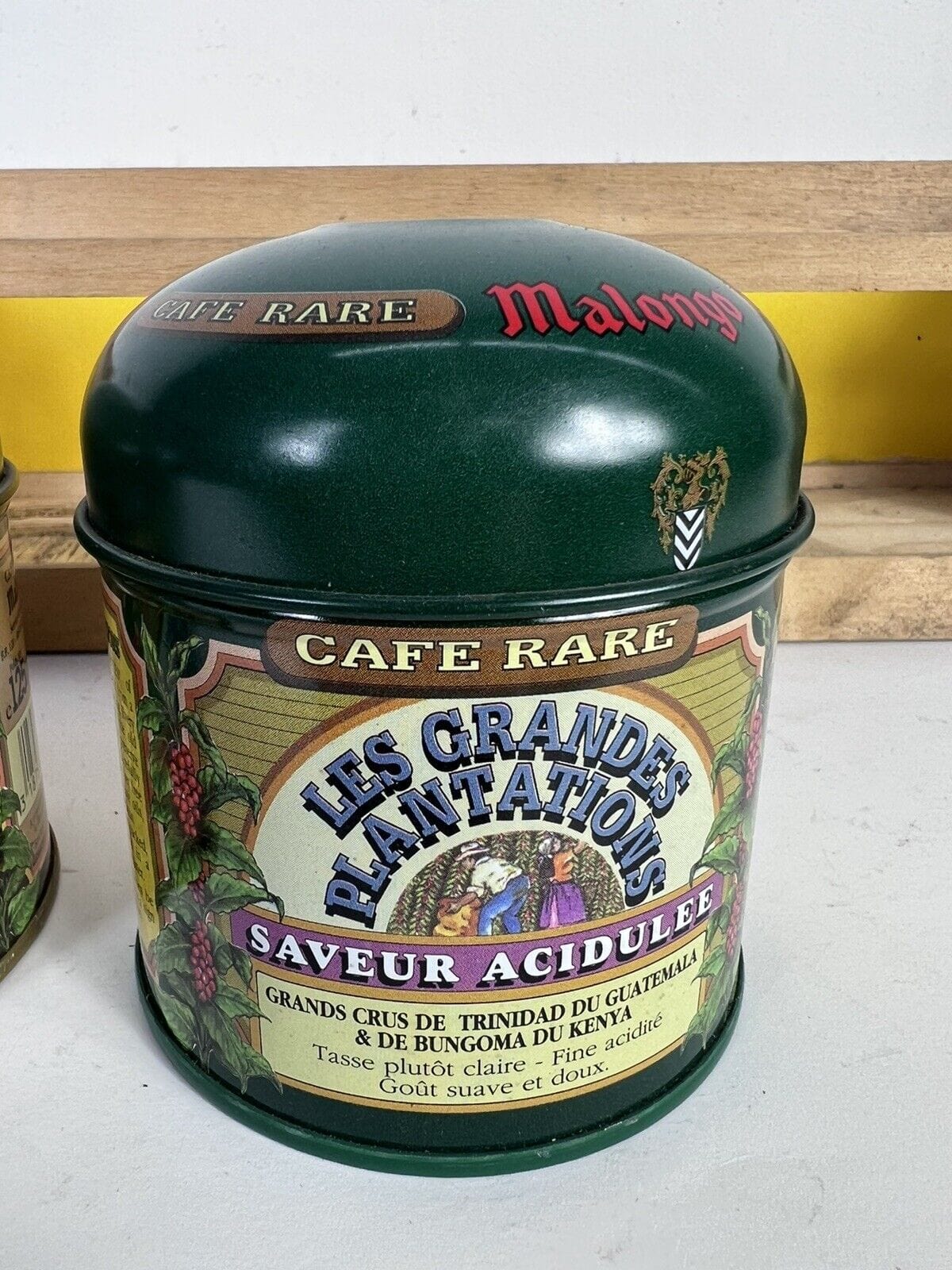 Set Scatole Da Caffè Vintage In Latta Con Mensolina Contenitori Da Collezione Pubblicità vintage