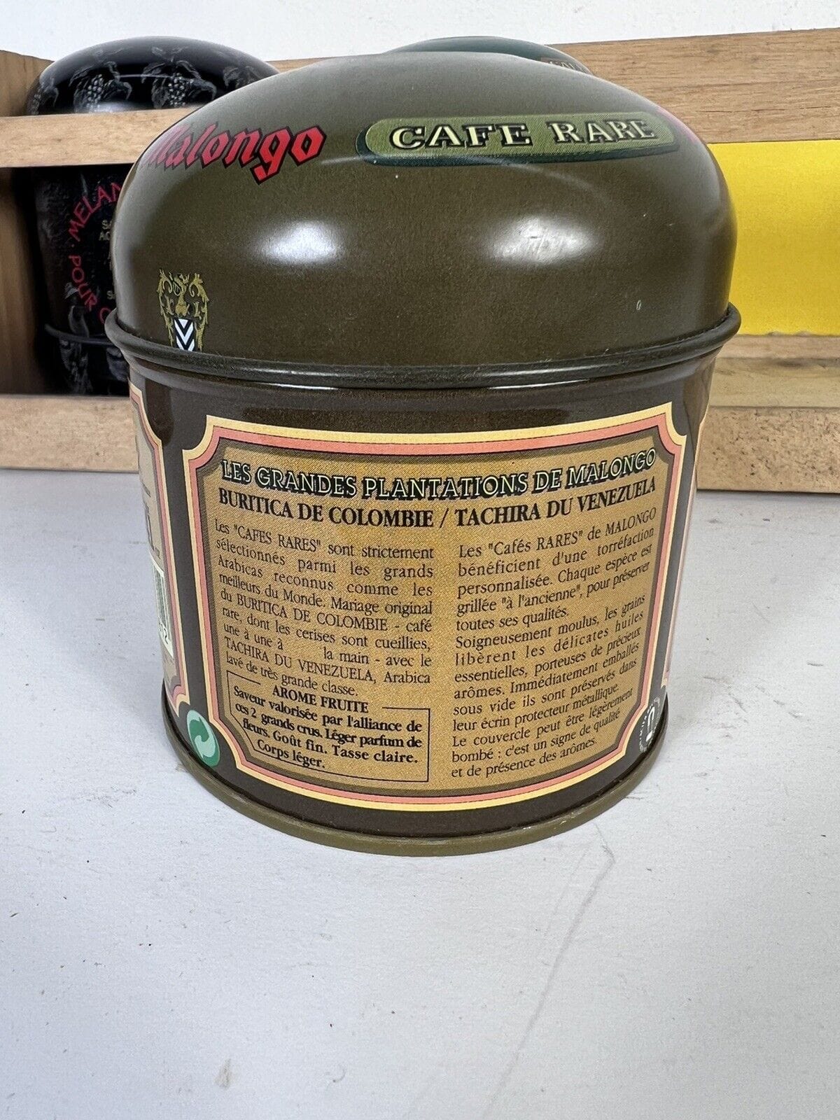 Set Scatole Da Caffè Vintage In Latta Con Mensolina Contenitori Da Collezione Pubblicità vintage