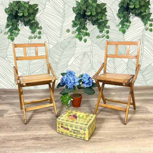 Set Sedie vintage pieghevole richiudibile sediolina in legno bambino da giardino Arredamento