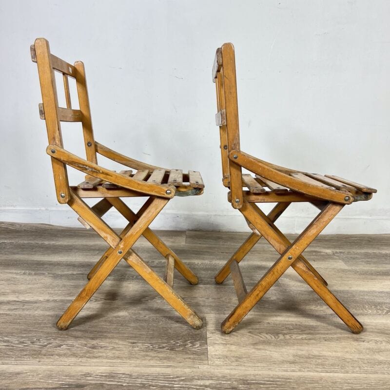 Set Sedie vintage pieghevole richiudibile sediolina in legno bambino da giardino Arredamento
