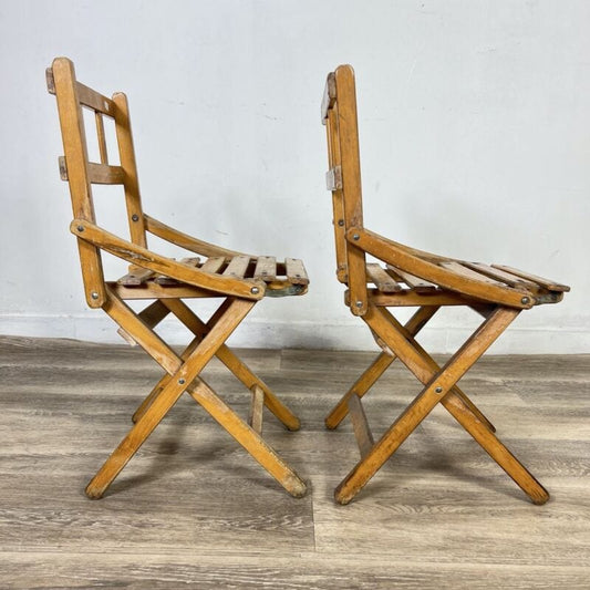Set Sedie vintage pieghevole richiudibile sediolina in legno bambino da giardino Arredamento