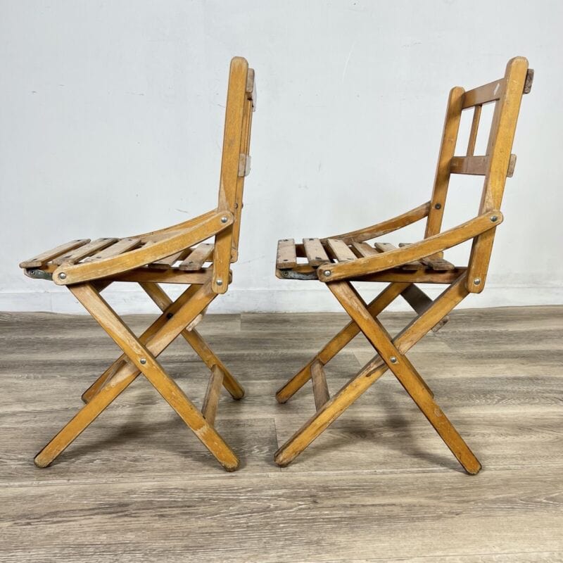 Set Sedie vintage pieghevole richiudibile sediolina in legno bambino da giardino Arredamento