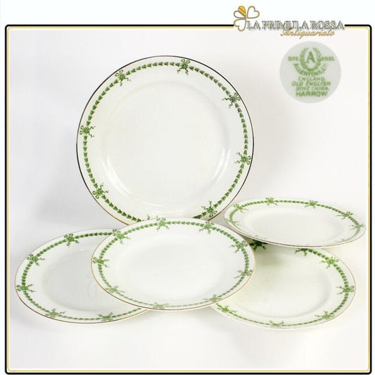 Set servizio di piatti antichi inglesi in porcellana inglese piatto piano verde Ceramiche e Porcellane