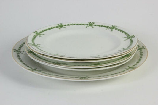 Set servizio di piatti antichi inglesi in porcellana inglese piatto piano verde Ceramiche e Porcellane