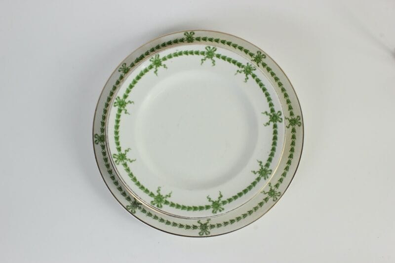 Set servizio di piatti antichi inglesi in porcellana inglese piatto piano verde Ceramiche e Porcellane