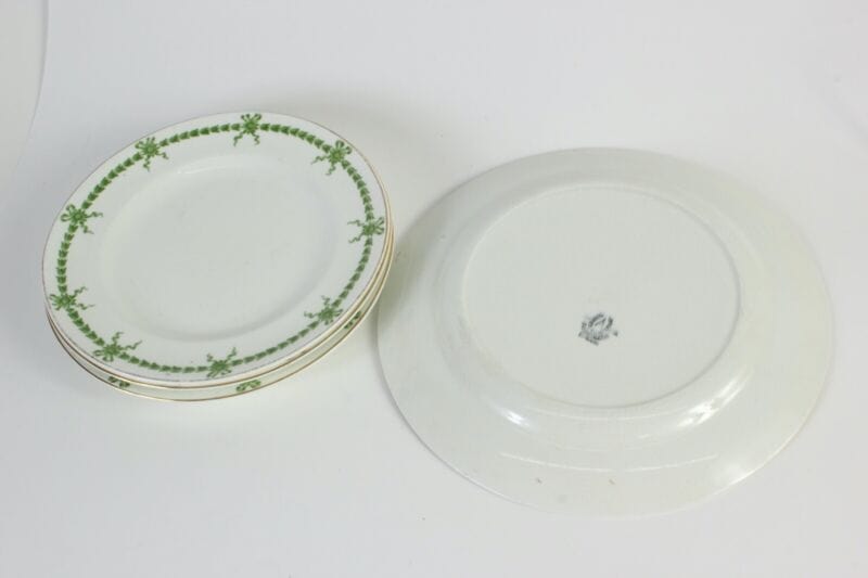 Set servizio di piatti antichi inglesi in porcellana inglese piatto piano verde Ceramiche e Porcellane