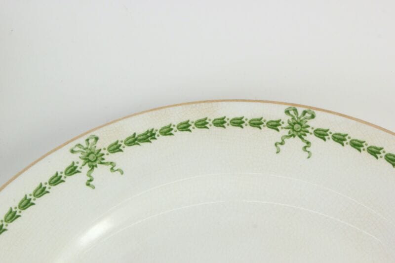 Set servizio di piatti antichi inglesi in porcellana inglese piatto piano verde Ceramiche e Porcellane
