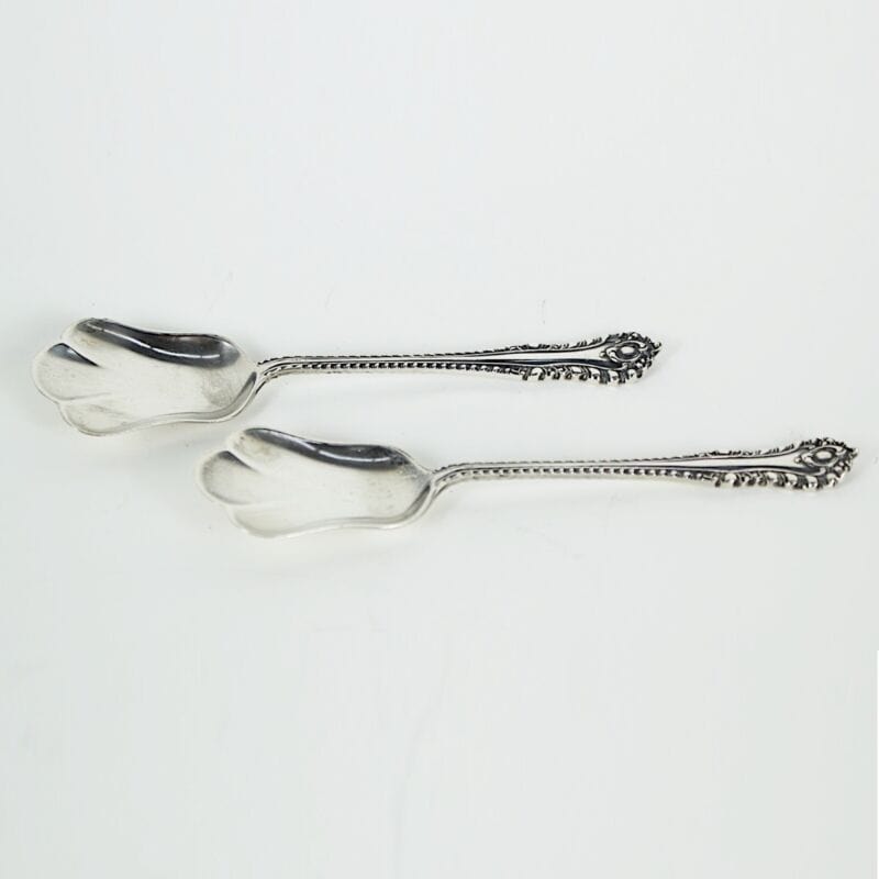 Set servizio di posate antiche in argento cucchiaini cucchiai con astuccio 1915 Sheffield & Argento