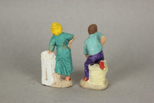 SET STATUINE PRESEPE PRESEPIO ANTICHE IN TERRACOTTA VINTAGE VECCHIE ANNI 50 Ceramiche e Porcellane