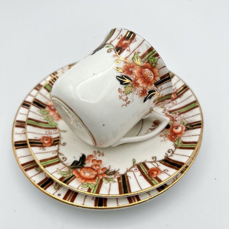 Set Tazzina antica inglese da caffe tè the in porcellana trio piattini piatto Ceramiche e Porcellane