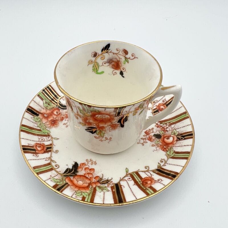 Set Tazzina antica inglese da caffe tè the in porcellana trio piattini piatto Ceramiche e Porcellane