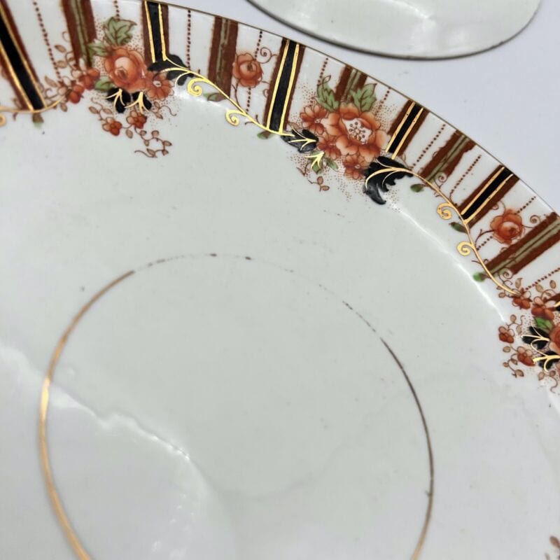 Set Tazzina antica inglese da caffe tè the in porcellana trio piattini piatto Ceramiche e Porcellane