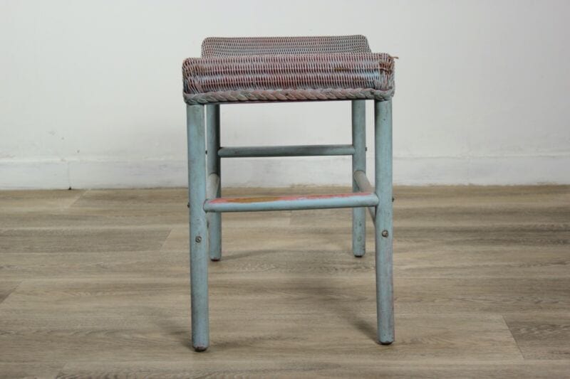 Sgabello panchetta shabby chic  vintage panca in legno bambu seduta in vimini Arredamento