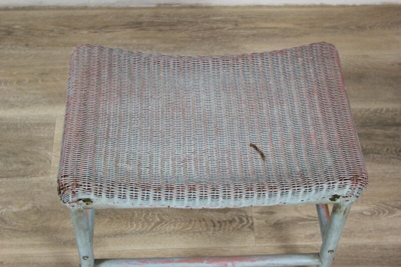 Sgabello panchetta shabby chic  vintage panca in legno bambu seduta in vimini Arredamento