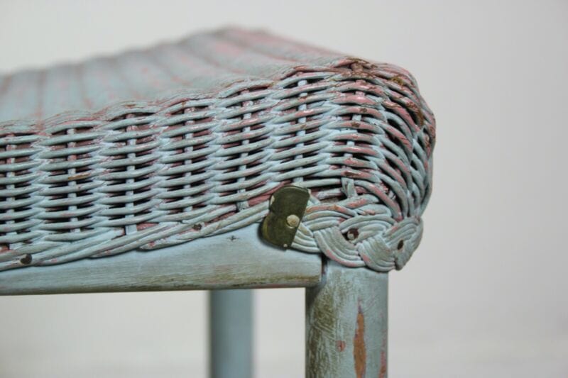 Sgabello panchetta shabby chic  vintage panca in legno bambu seduta in vimini Arredamento