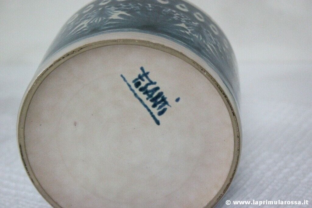 SINGOLARE VASO VINTAGE IN CERAMICA FIRMATO F. SANTI ITALIAN VINTAGE POTTERY VASE Ceramiche e Porcellane