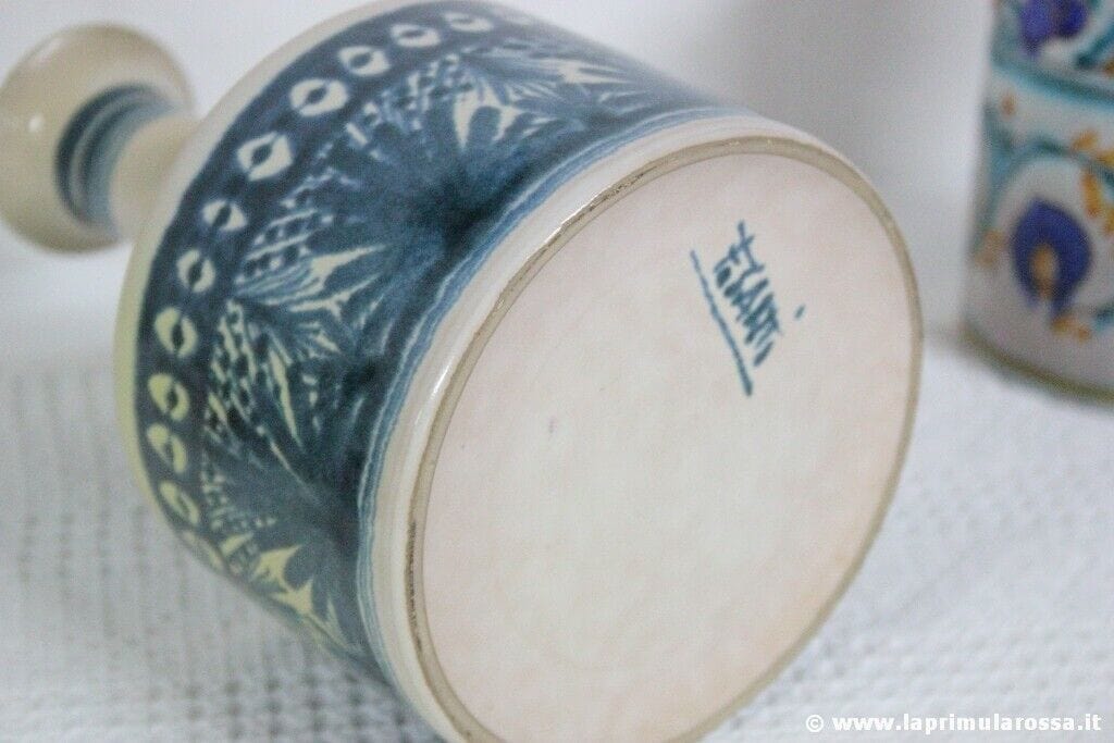 SINGOLARE VASO VINTAGE IN CERAMICA FIRMATO F. SANTI ITALIAN VINTAGE POTTERY VASE Ceramiche e Porcellane