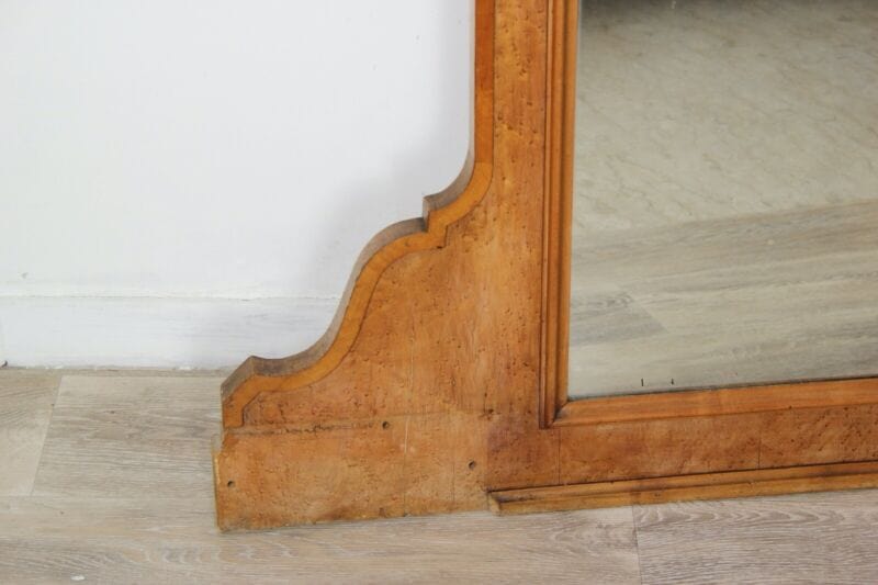 Specchiera antica grande specchio con cornice in legno di radica chiaro vecchio Complementi d'arredo