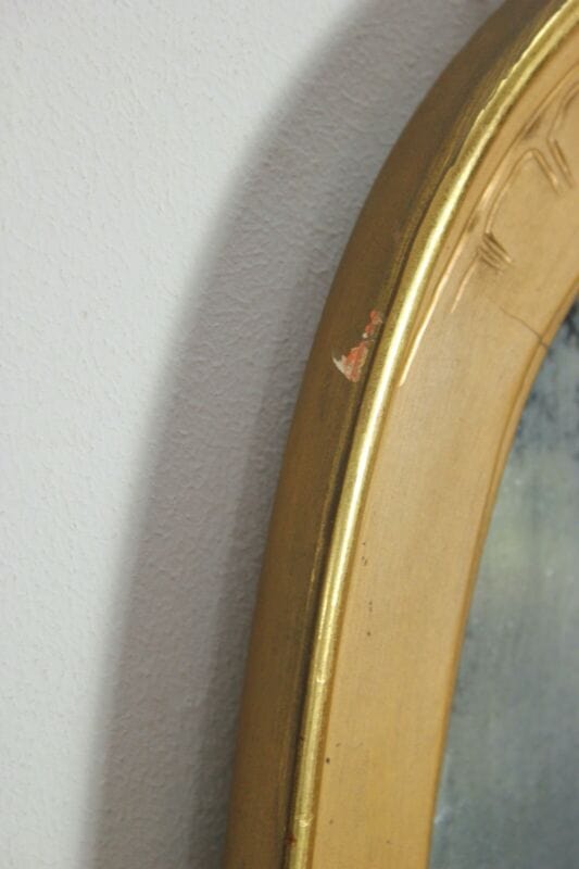 Specchiera antica grande specchio con cornice in legno e oro a scudo cimasa Complementi d'arredo