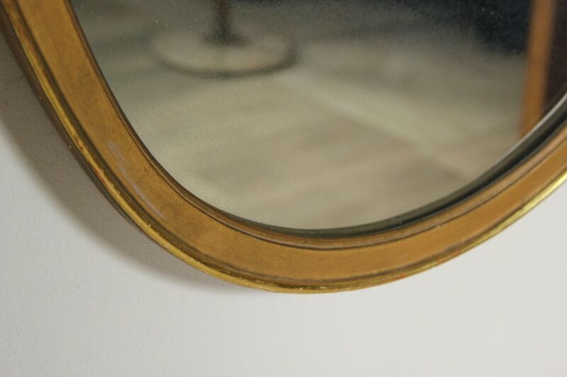 Specchiera antica grande specchio con cornice in legno e oro a scudo cimasa Complementi d'arredo