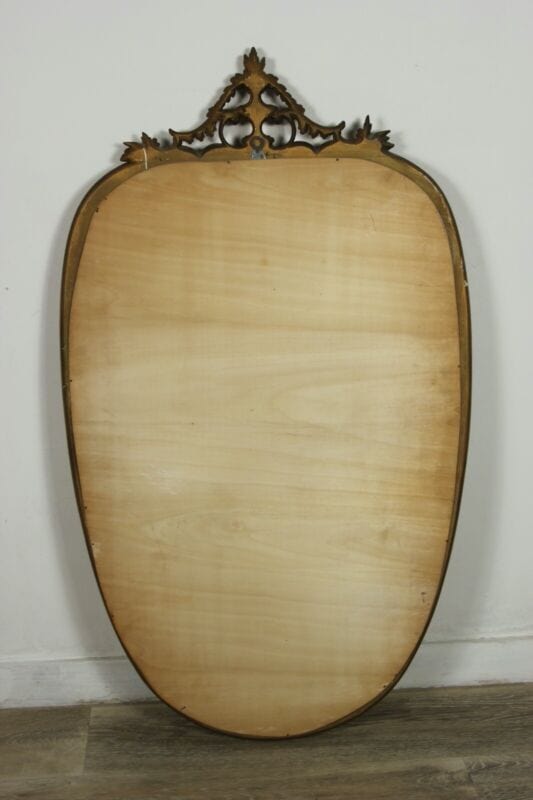 Specchiera antica grande specchio con cornice in legno e oro a scudo cimasa Complementi d'arredo