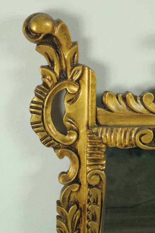 Specchiera specchio antico dorato grande con cornice in legno e oro cimasa retrò Complementi d'arredo