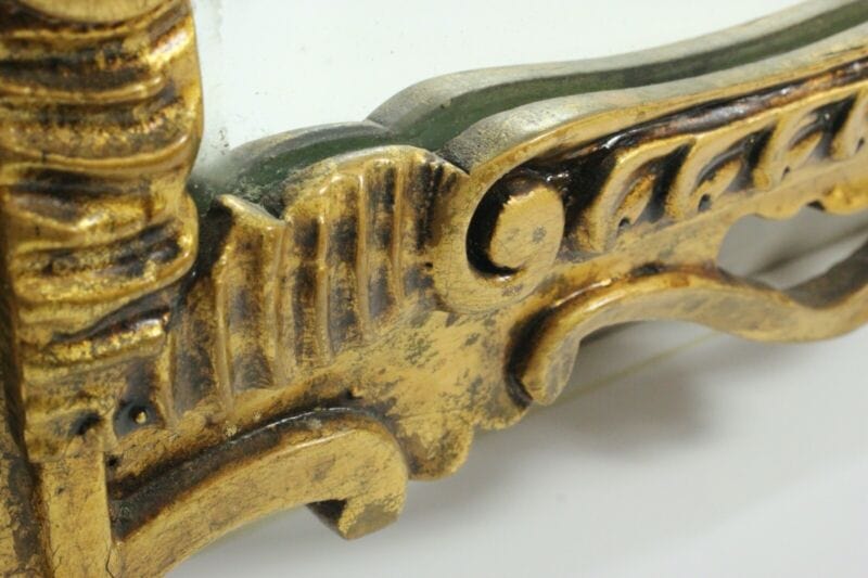 Specchiera specchio antico dorato grande con cornice in legno e oro cimasa retrò Complementi d'arredo