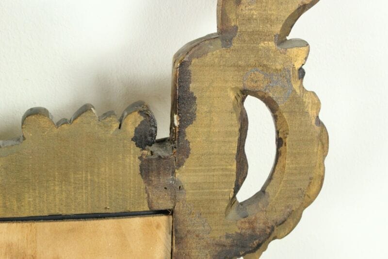 Specchiera specchio antico dorato grande con cornice in legno e oro cimasa retrò Complementi d'arredo