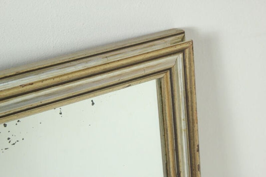 Specchio con cornice argento da parete in legno rettangolare antico vintage . Complementi d'arredo