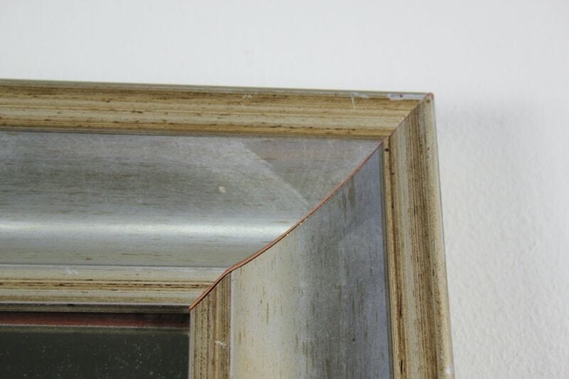Specchio con cornice argento da parete in legno rettangolare antico vintage Complementi d'arredo