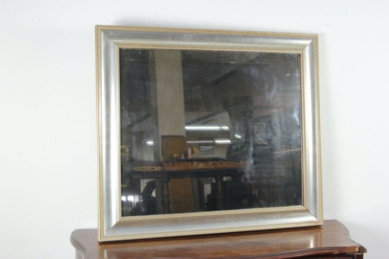 Specchio con cornice argento da parete in legno rettangolare antico vintage Complementi d'arredo