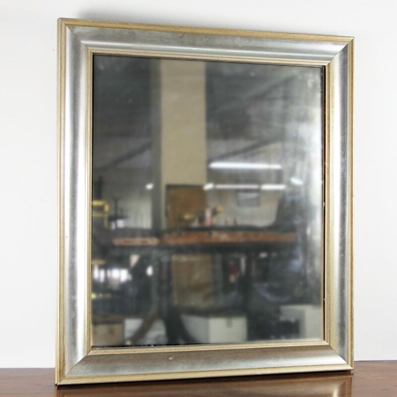 Specchio con cornice argento da parete in legno rettangolare antico vintage Complementi d'arredo