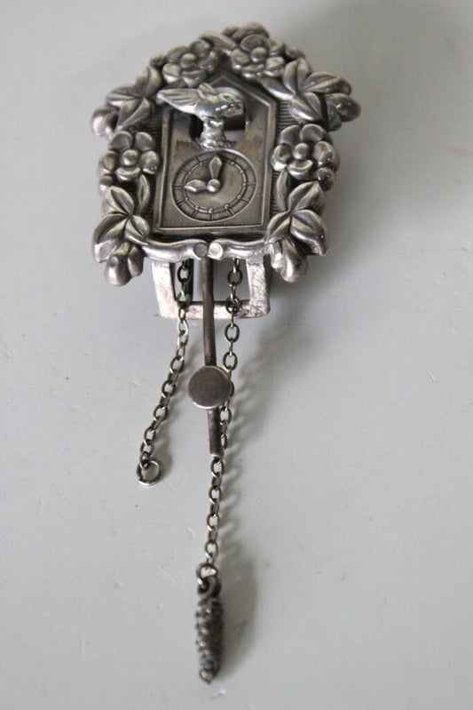 SPILLA CORO PEGASUS D'EPOCA A OROLOGIO A CUCU h 10cm - VINTAGE BROOCH MADE USA Bigiotteria & Accessori