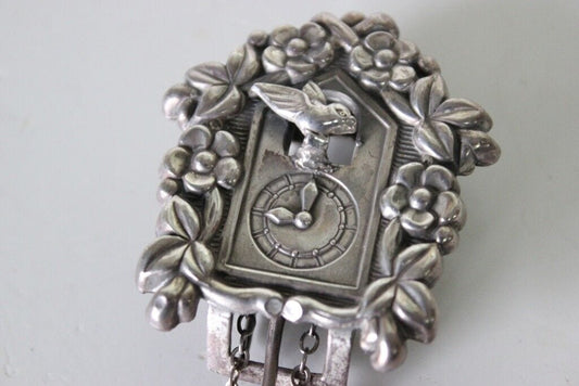 SPILLA CORO PEGASUS D'EPOCA A OROLOGIO A CUCU h 10cm - VINTAGE BROOCH MADE USA Bigiotteria & Accessori