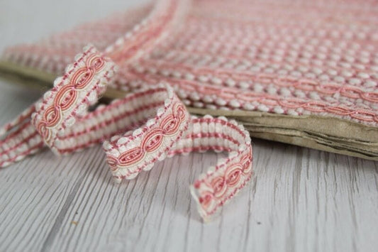 Stock di nastro passamaneria vintage rosa per bordura tappezzeria cordoncino 7mt Corredo Pizzi e Tessuti