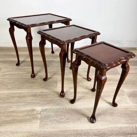 Tavolini tavolo antico trittico inglese da salotto basso in legno piano mogano Arredamento