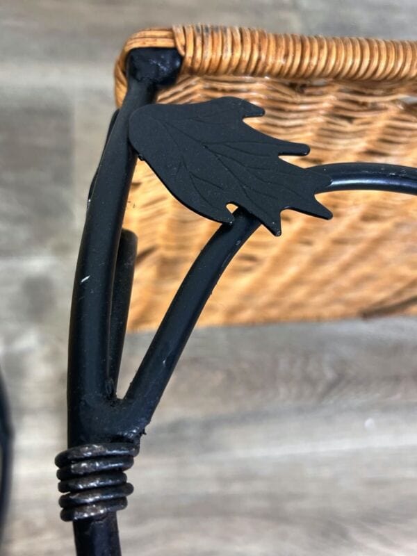 Tavolini vintage da caffe in paglia rattan vimini stile country chic ferro nero Arredamento