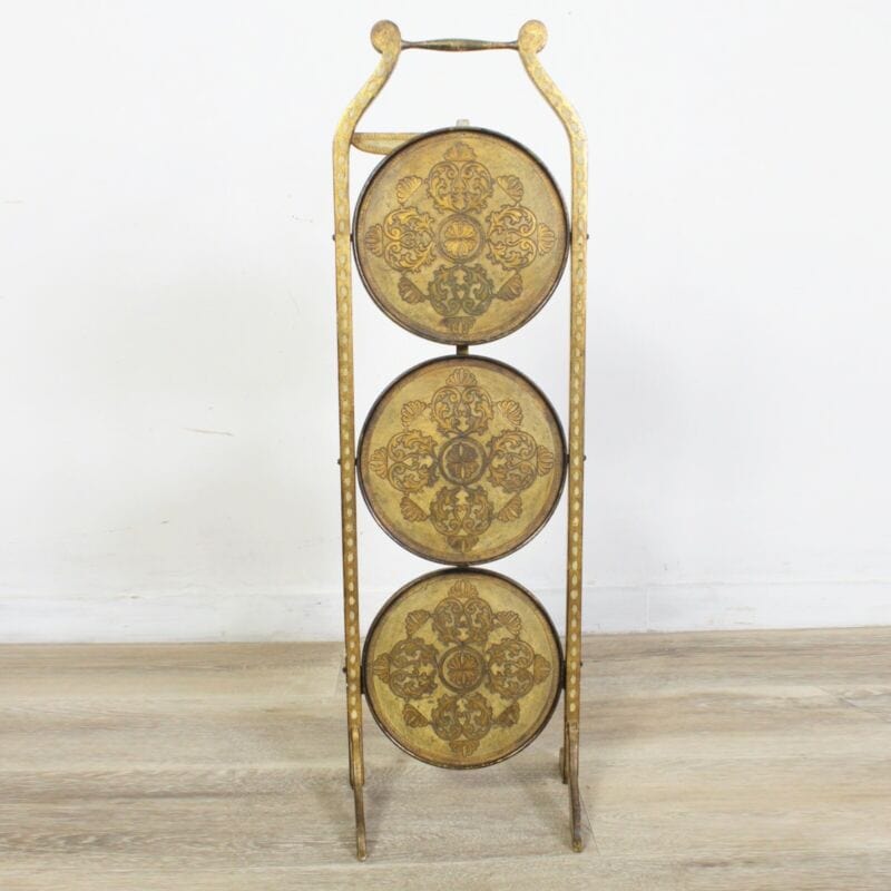 Tavolino antico a piu ripiani in legno etagere pieghevole porta dolci cake stand Arredamento